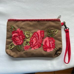 Melody Ross Brave Girl Floral Embroidered Clutch with Wrist Strap